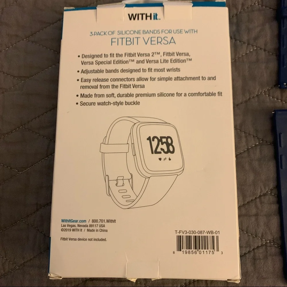 3-pack of Silicone Bands For Use With Fitbit Versa.